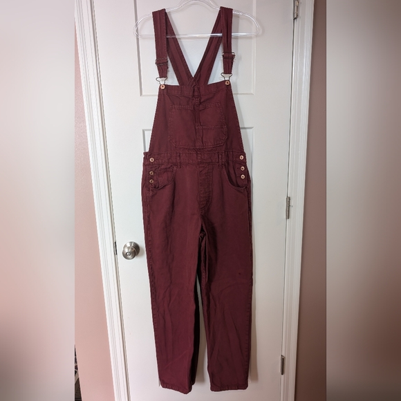 We The Free Pants - Free People We The Free Ziggy Overalls in Maroon